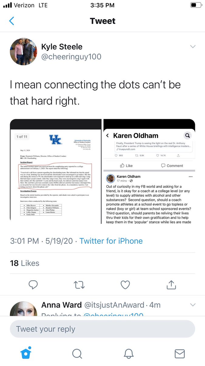 myatt83's tweet photo. @AmandaPreston_ @tracey_eades @urbooboodafool @livclemons @madison_mullin @KentuckyCheer Does this look like the high road....or lies... https://t.co/lj4zSQaexq