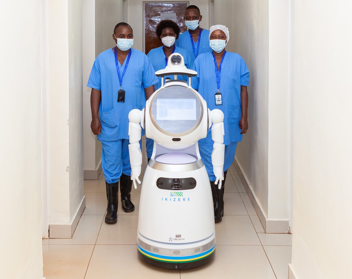zorabots's tweet photo. Special thanks to our well trained young Rwandese Engineers who will be supporting health workers both technical and non-technical on how to operate these anti-Epidemic #Robots & scheduling routine activities & on demand tasks like food delivery @RwandaHealth @nsanzimanasabin https://t.co/AJIrhpJh6z