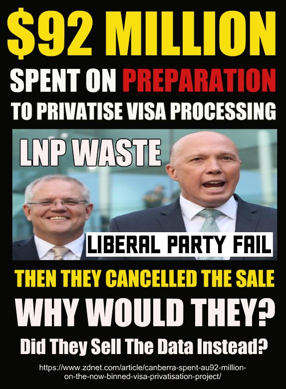LyndaFrench19's tweet photo. Liberal Party spent AU$92 million on the now-binned #visa privatisation project
Boston Consulting Group walked away with AU$43.5 million of the total spend. #LNPWaste 

https://t.co/Ge1PKwcFvG 
via @zdnetaustralia

#auspol2020 #LNPMemes @AustralianLabor https://t.co/qtVKDy3Brh