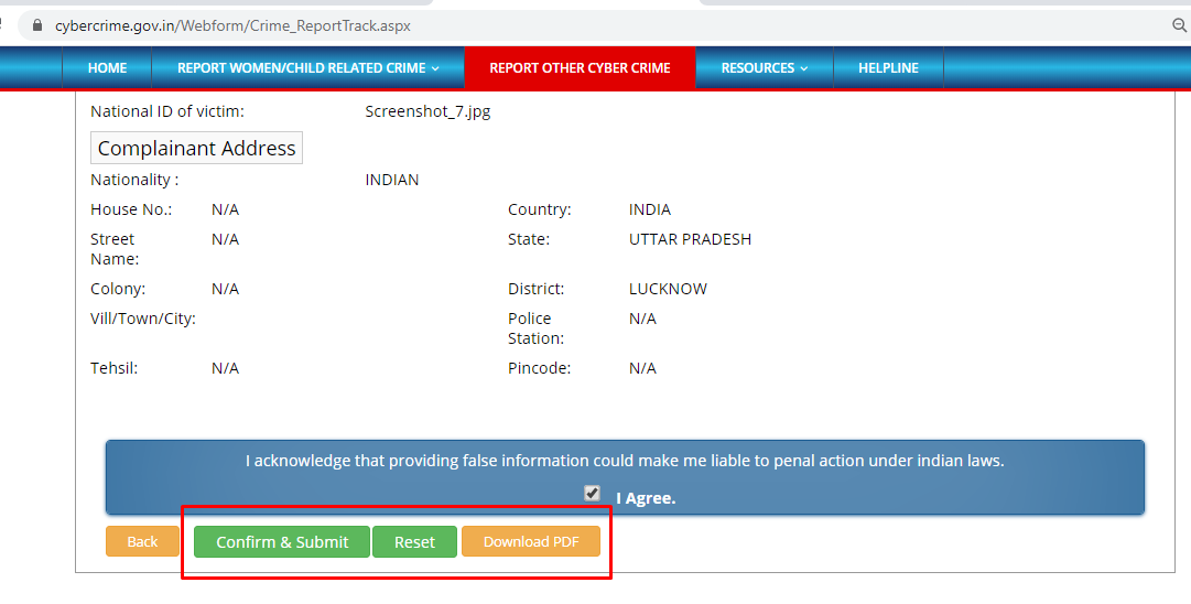 raghavendra16's tweet photo. @CyberDost unable to "File a  Complaint" through portal. In final page, "Preview and Submit" section "Confirm &amp; Submit" and "Download PDF" button has no response, so I am unable to File my complaint,  I am sending my complaint details here, and also rectify the portal issue. https://t.co/lBbQzvy8M5