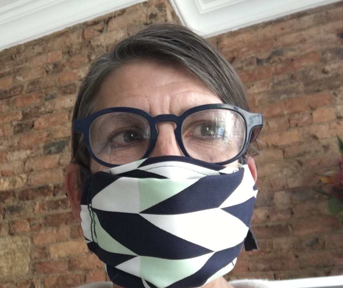 It's a family affair ... modelling one of the wonderful new Bias Staff masks. Made by my lovely sister and using upcycled fabric from a pre-season Selected Femme dress . Staying safe, looking stylish! And hopefully helping our customers to feel reassured.