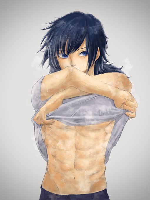 ぴ助さんがTwitterに投稿した冨岡義勇(鬼滅の刃)のイラスト。