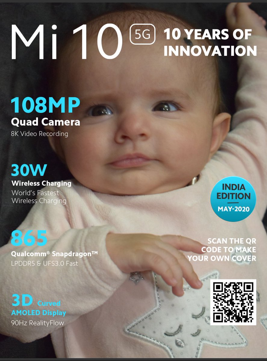 manukumarjain's tweet photo. Cutest #Mi 🔟 Magazine Cover! Super cute, innocent smile that makes life worth living! 😍

Every parent dreams to see their kids  on Magazine Cover. Now is your chance.

Go to:👉 https://t.co/rWjfXP8T4W, upload  pic &amp; make your family proud.

#Xiaomi ❤️️ #ILoveMi10 #Mi10 #108MP https://t.co/PO14nFSHOj