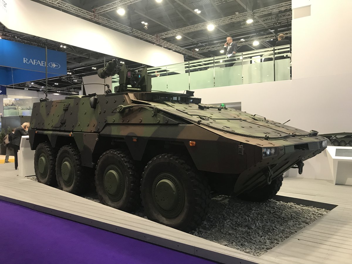 This is the UK Boxer standard Infantry Carrier Vehicle (ICV) configuration. The Kongsberg RCWS has Javelin ATGM plumbed-in making it an effective tank-killer should the need arise. The 12.7 mm HMG remains an extraordinarily effective weapon to support dismounted infantry.