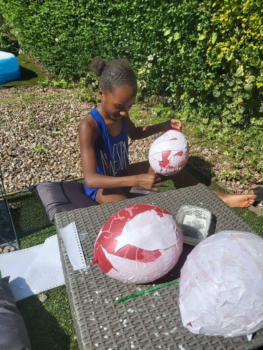 OABLJ's tweet photo. Amirah (Year 6) has been very busy learning Spanish, making papier-mâché globes, researching countries for her #Oddizzi project and planting basil, thyme and dahlias! https://t.co/W64SjlQcm3