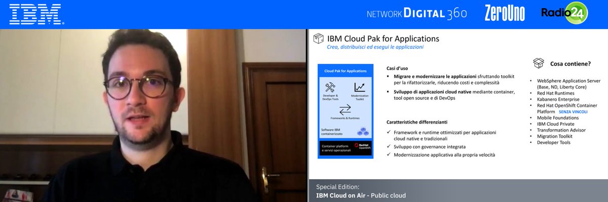 ZeroUnoWeb's tweet image. Cloudpaks: una panoramica su come trarre maggiore valore dalle applicazioni esistenti.@DanMorgantini
#StartIBMCloud #IBMCloudOnAir #IBMCloud #IBMGarage @IBMItalia