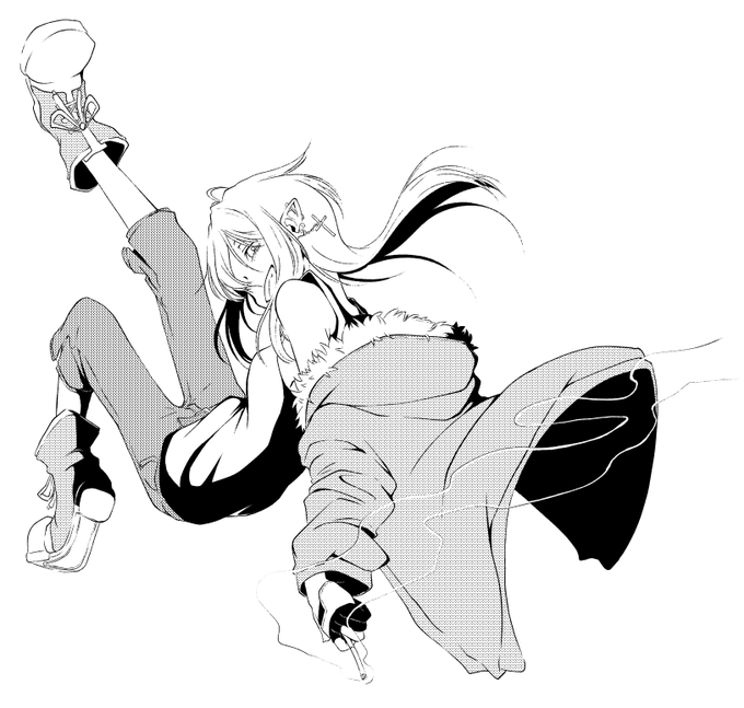 昨日描いたエルフさんを使ったポージング、たばこの煙の練習 