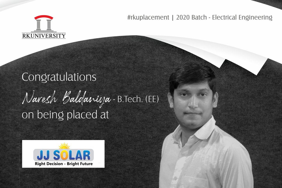 RKUniversity's tweet image. #Congratulations to the students of #BTechElectricalEngineering from the School of #Engineering, #RKU for getting placed at renowned companies. We wish them good luck for their bright future.