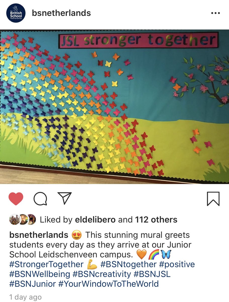CaitlinSWatson's tweet photo. Loving the 🌈 and 🦋 flying across @BSNetherlands junior schools as we continue welcoming our students back on our campuses
#StaySafe #BSNjunior #BSNJSV #BSNJSL https://t.co/RQvaNiCIhp