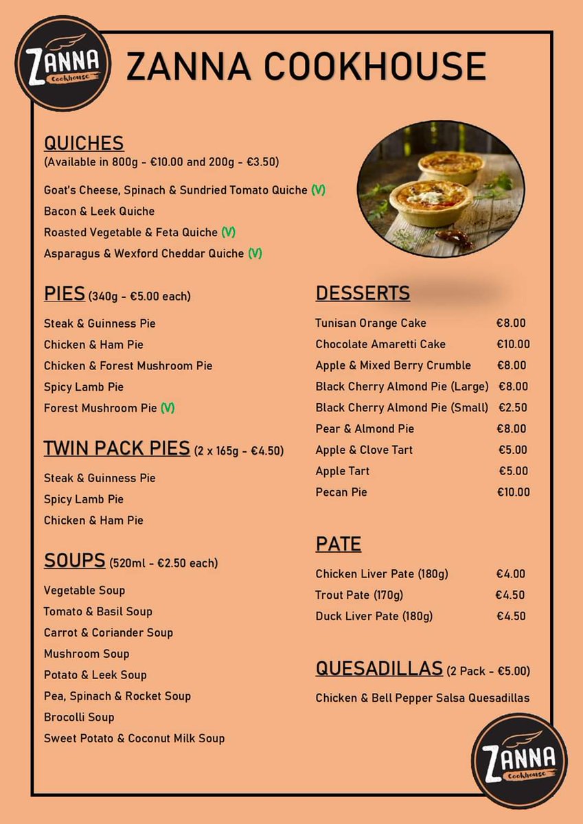 The Enniscorthy Farmer's Market will be back next Sat 23rd May. We are going to continue to accept orders and payments over the phone for collection at the market, saving you the inconvenience of having to queue. Many many thanks,
Phone: 053 9131714 on Thursday please.