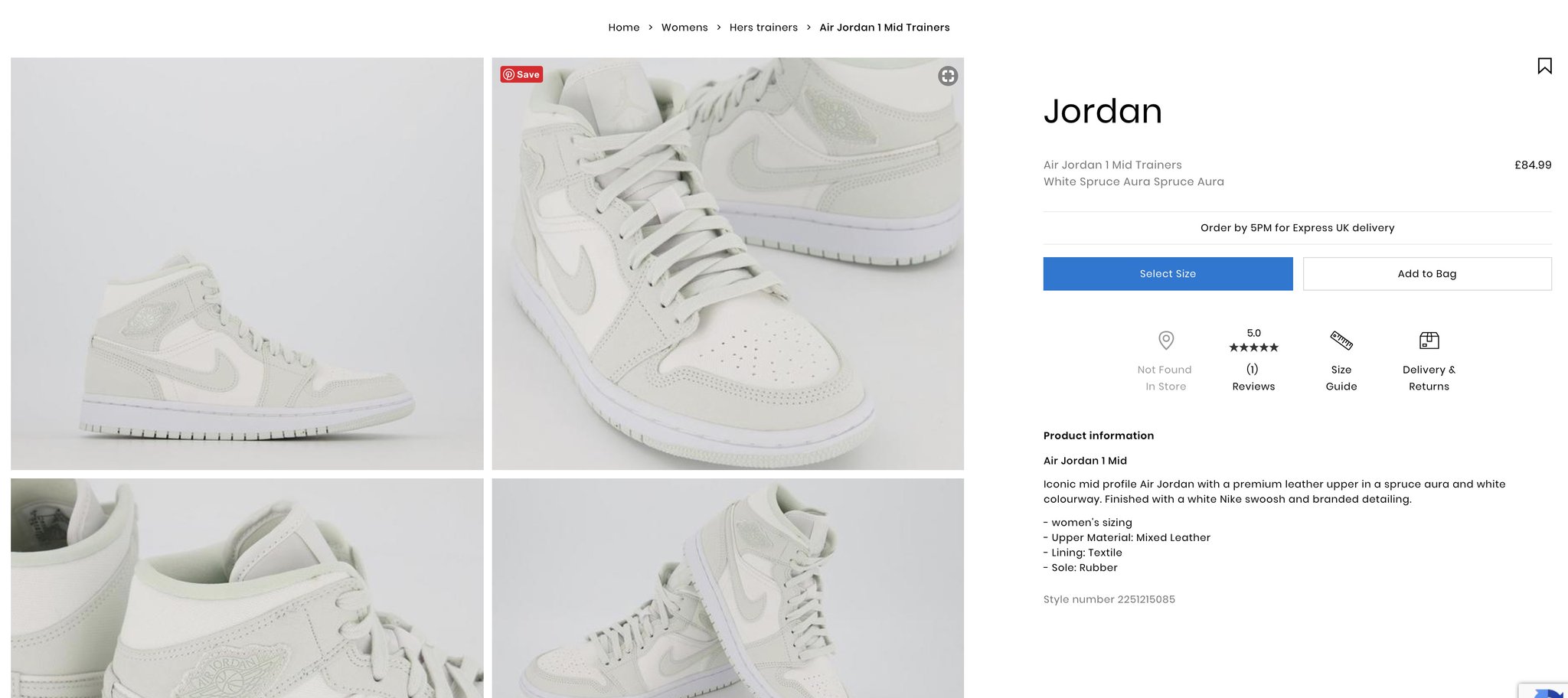 air jordan 1 mid trainers white spruce aura spruce aura