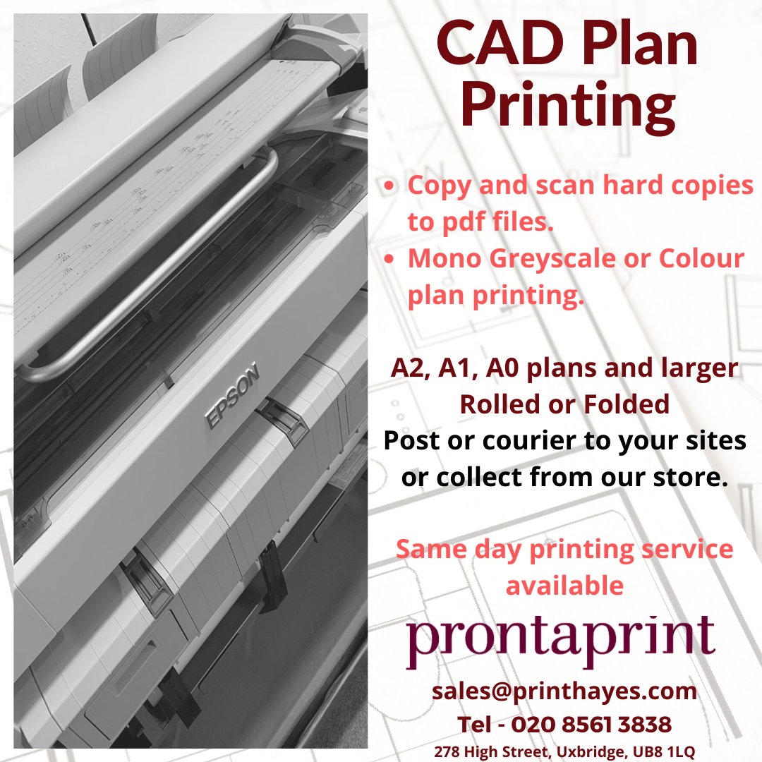 PrintHayes's tweet photo. Prontaprint Hayes 020 8561 3838 - Plan Printing Available in all sizes 
A2, A1, A0 plans &amp; larger #architecturaldrawings #engineeringdrawings #construction #patternprinting #planprinting #localprint #buildingplans #hayes #uxbridge #middlesex #ukwidedelivery #planprints #loveprint https://t.co/1P1qvu7fSl