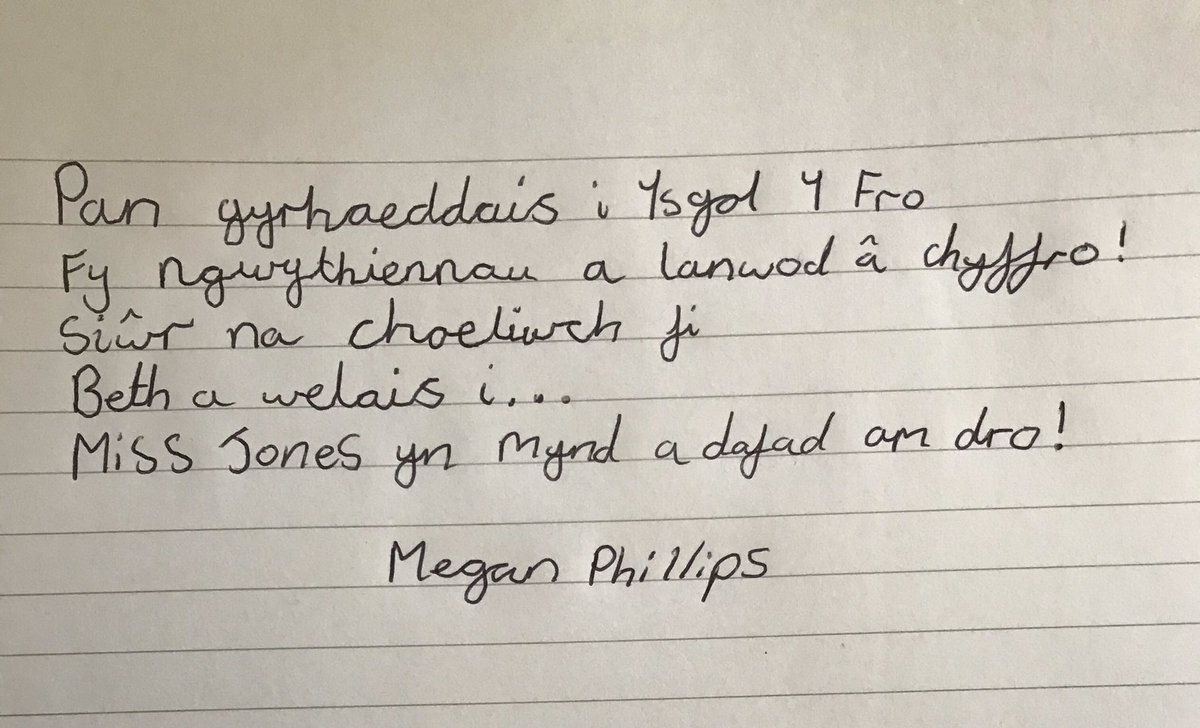 bwp80's tweet image. Bore da. Diolch am her rhif 3! Dyma cynnig Megan @CymraegYGBM @MissSJones2 @Ygbm_pontio
