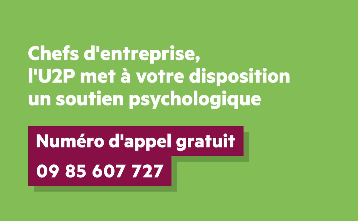U2P_france's tweet photo. Pour réduire l'inquiétude et parfois la détresse des chefs d'entreprise de proximité, l'U2P a ouvert ce matin une cellule d'écoute et d'accompagnement psychologique : https://t.co/KqsBiSETEB https://t.co/N2Qk4A7Rzg