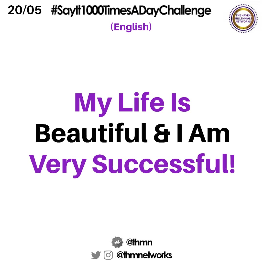 sayit1000times's tweet photo. My Life Is Beautiful &amp; I Am Very Successful!
#SayIt1000TimessADayChallenge
#SayIt1000TimesADay
#MyAffirmationMyExperience #THMNetworks
#THMN
#RaisingFinancialGiants #GodsAnswerToTheNeedForTrueLeaders
#Godman
#wisdom https://t.co/czqHontVxW