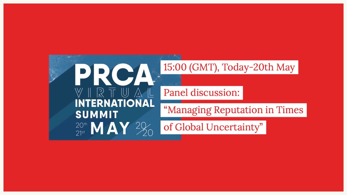 Comms8's tweet photo. PRCA International Summit will start at 13:30 (GMT) today. Don’t forget to book your tickets now!

Our Managing Director Carol Chan will be on the panel discussion at 15:00 (GMT). Click https://t.co/Upmtx6KVNA for more agenda information.

#PRCAVirtualSummit #comms8 https://t.co/OVuZKLHutH