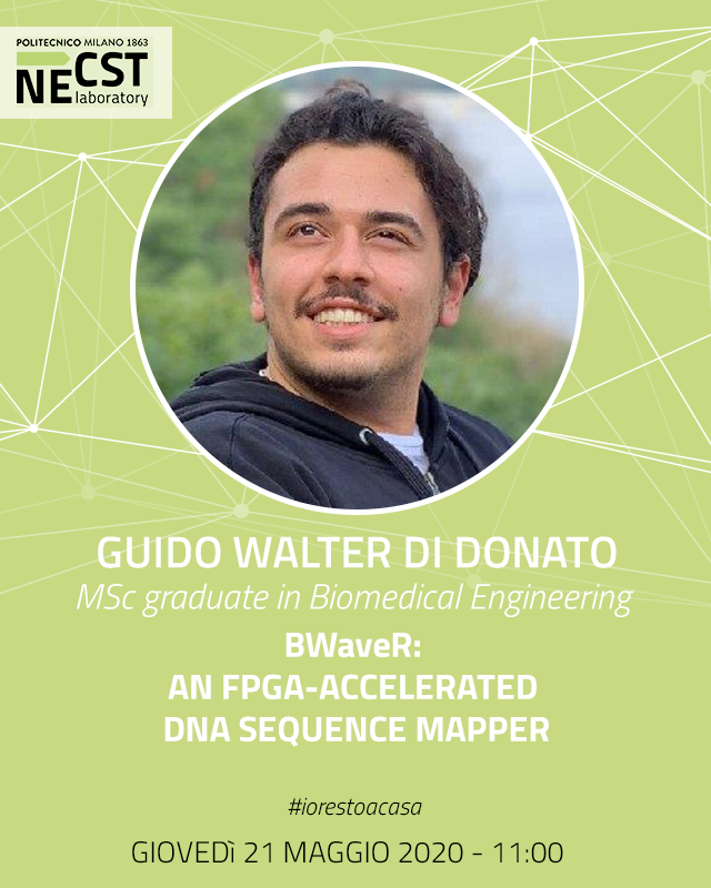 necstlaboratory's tweet photo. Domani ore 11 saremo con @Guiwal95 per un #NECSTTalk: Guido, recentemente laureato in #IngegneriaBiomedica, ci parlerà di BWaveR, il tool sviluppato per la sua tesi con l'obiettivo di accelerare su #FPGA la ricerca di sequenze genomiche tramite strutture dati succinte
#NECSTLab https://t.co/u2wDs2AW6v