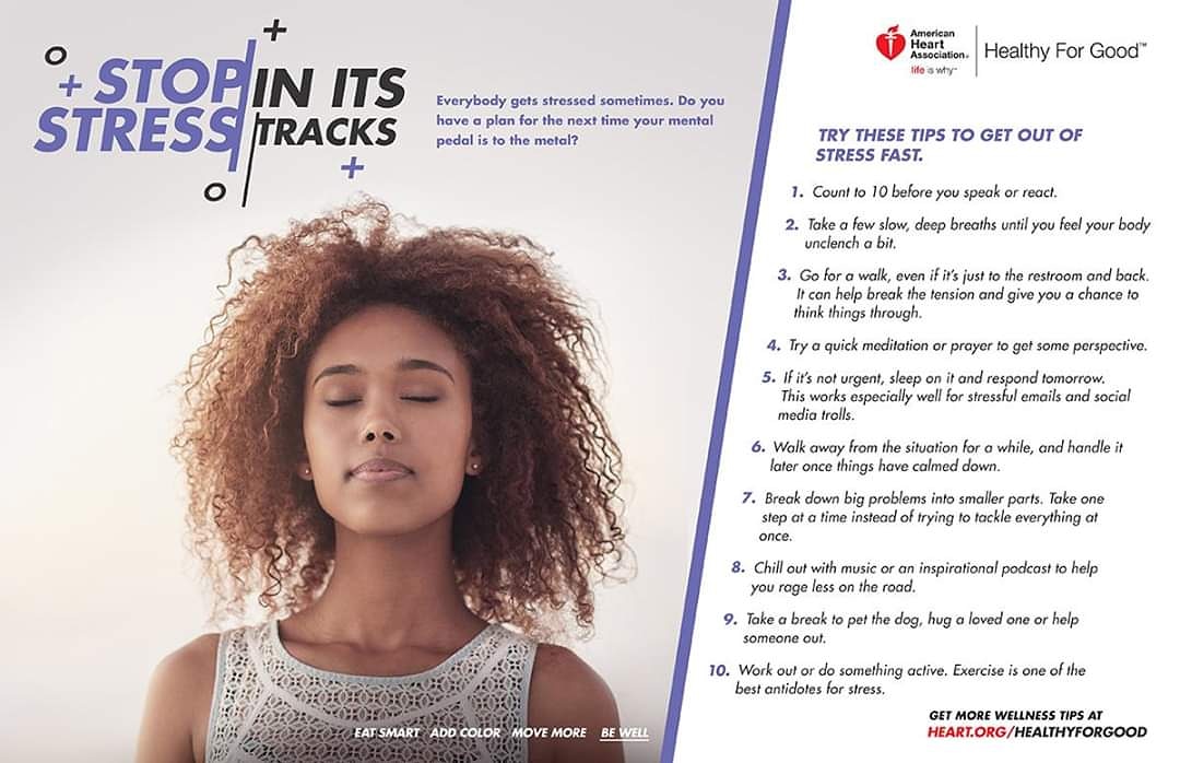 akaxisigmaomega's tweet photo. We all get stressed at times, with recent weeks presenting a variety of new challenges. See the #WellnessWednesday, tips below from the @American_Heart.
#AKA1908 #Excellence @AKANARegion #AKAXiSO #SocialDistancingIsaSERIOUSMatter #AKAStayingHomeFor #AKABODY #AKAMIND #AKASPIRIT https://t.co/gUmBKYym2P