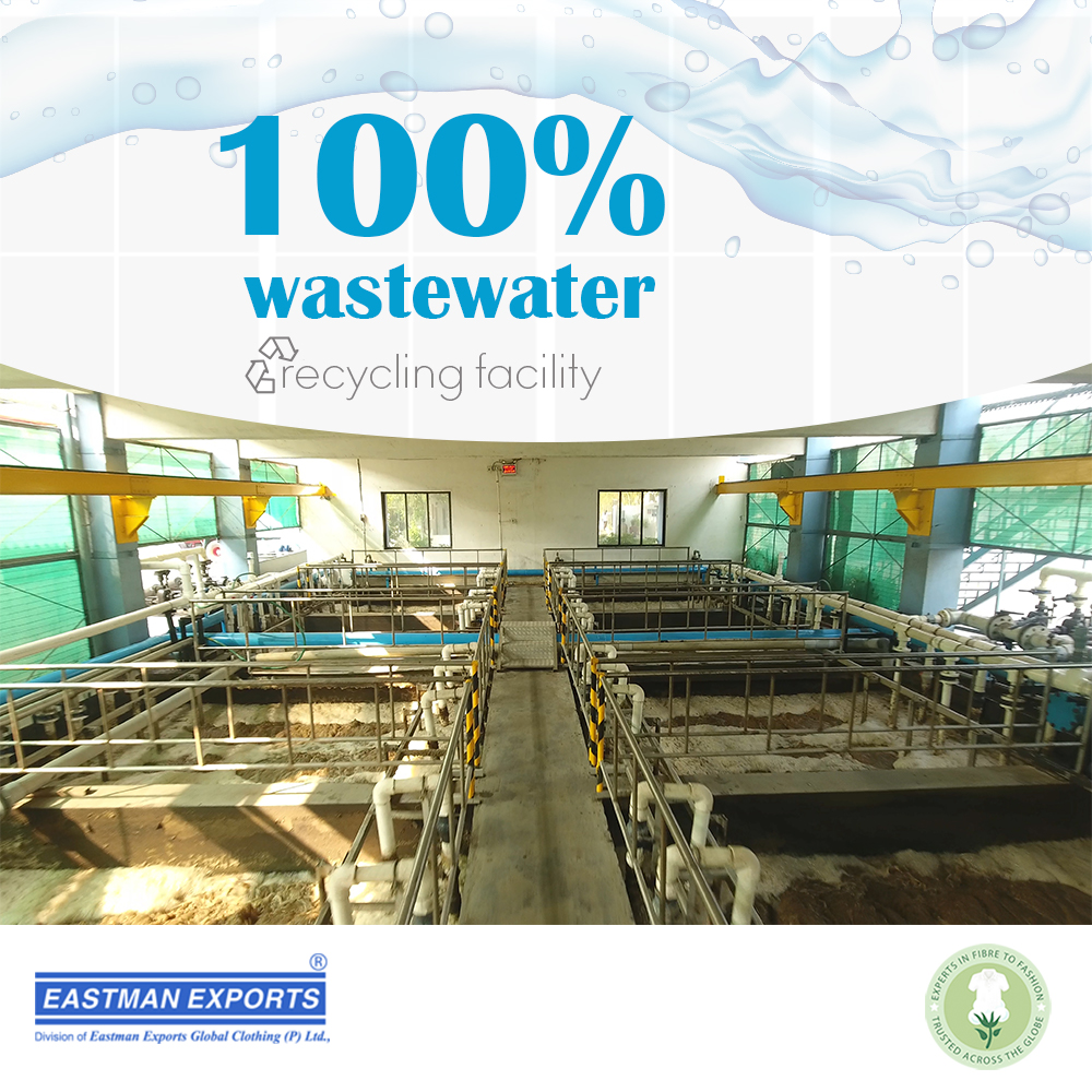 Eastman exports have 100% high efficient wastewater recycling facility effluent for reuse. Know more @ eastmanexports.com
#zeroliquiddischarge #recycling #wastewater #reuse #efficiency #committed #sustainability #zerowaste #environmentfriendly #recycle #sustainablefashion