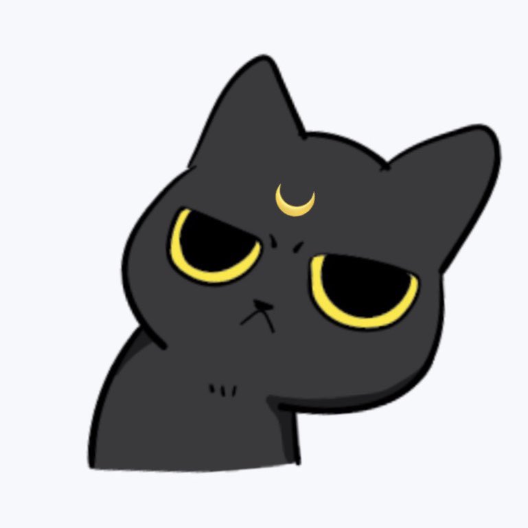 Cartoon cat with black eyes and a black nose, discord pfp, lucario