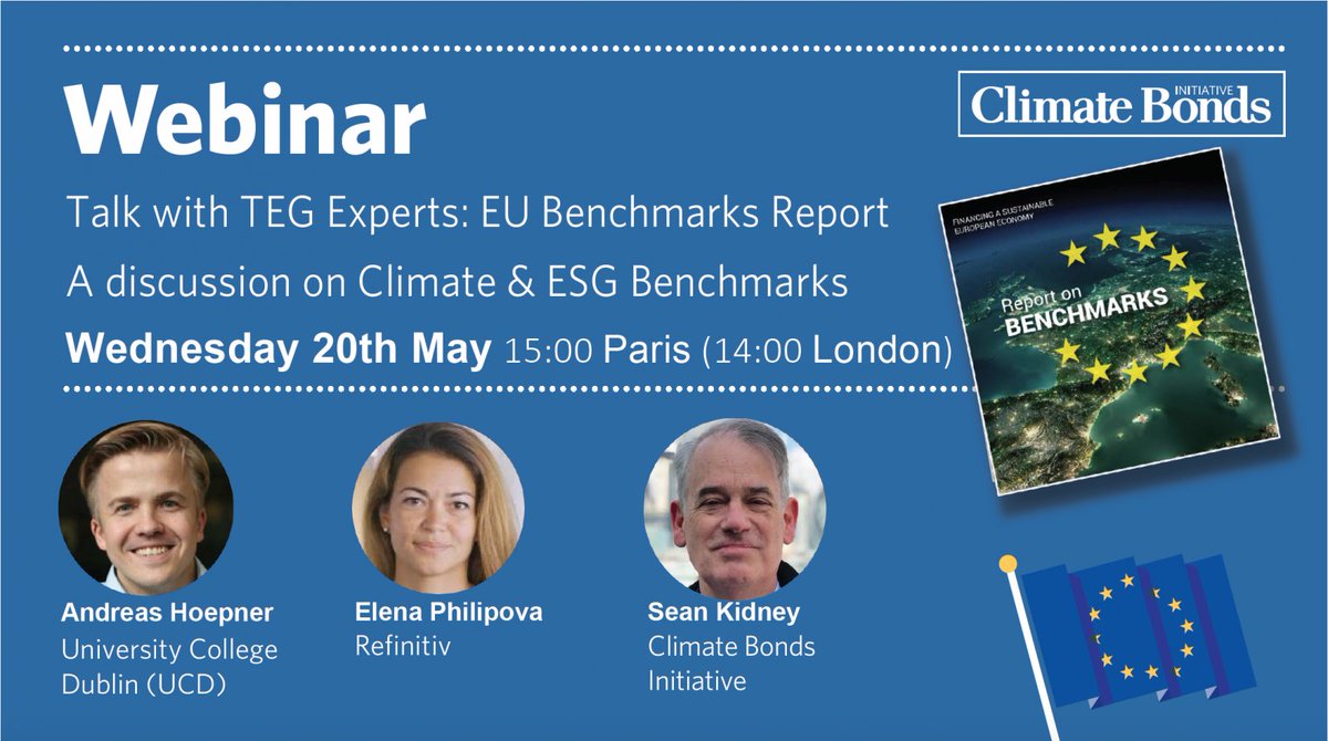 SriEvent's tweet photo. #SriAgenda today | #May20 3pm CEST
Talk w/ #TEG Experts: #EUBenchmarks Report. A discussion on Climate & #ESG #Benchmarks "@ClimateBonds
https://t.co/xnZbeiZB0H
#sustainablefinance @MstarUKmedia @CFASocietyDC @FTSERussell @MSCI_Inc @MoodysInvSvc @SPGlobalRatings @FitchRatings https://t.co/hA6dIdQO5u
