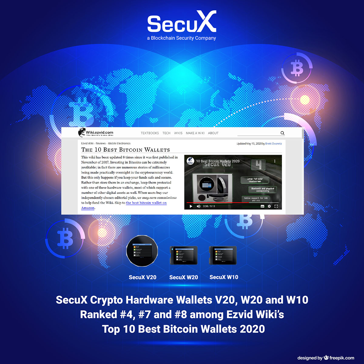 SecuXwallet's tweet photo. #SecuX Crypto Hardware Wallets V20, W20 and W10 Ranked #4, #7 and #8 among Ezvid Wiki’s Top 10 Best Bitcoin Wallets 2020
https://t.co/VQHmlGW8oy
@SecuXwallet #BestBitcoinWallets #ezvidwiki @ezvid
#MobilePayment #ContactlessPayment #TouchFree #PostLockdown #WorkFromHomw #Taiwan https://t.co/6LZuRkfzqh
