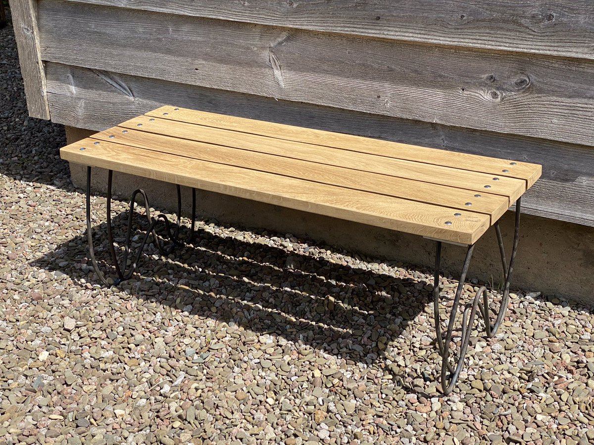 LockLamp's tweet photo. New garden benches in oak and naturally rusty steel. Not just lighting! https://t.co/abYP7wseWh https://t.co/i9tvESv2ZW