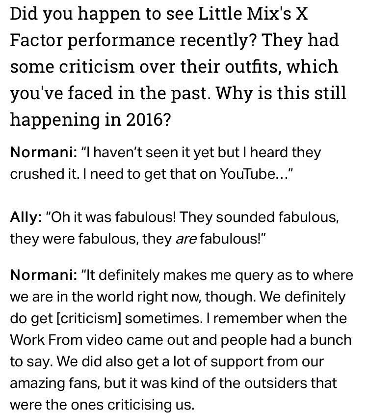 " They sounded fabulous, They were fabulous, They are fabulous " - Ally Brooke