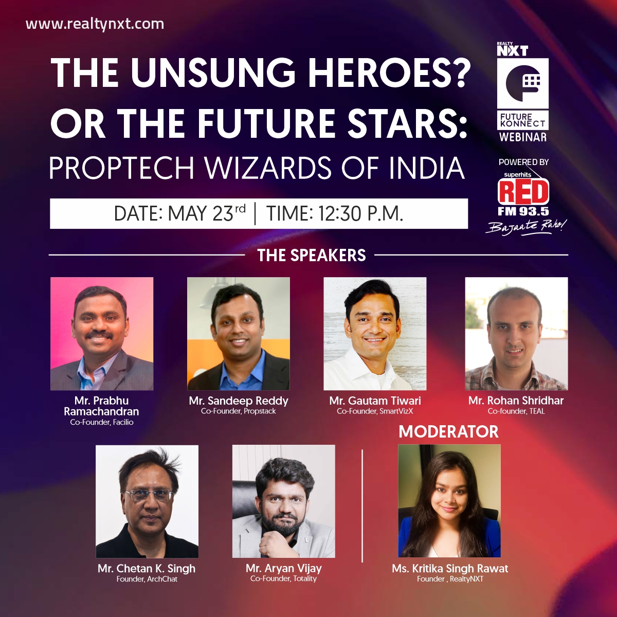 RealtyNXT's tweet photo. These are finest #Proptech #Startups of #India and probably the best in the field they are operating. They all saw a challenge once and then they went about solving it like no one else did. Watch This #Webinar To Know More!

Registration: https://t.co/sIFkWeFcSi

#MustWatch https://t.co/oIAqGA38cP