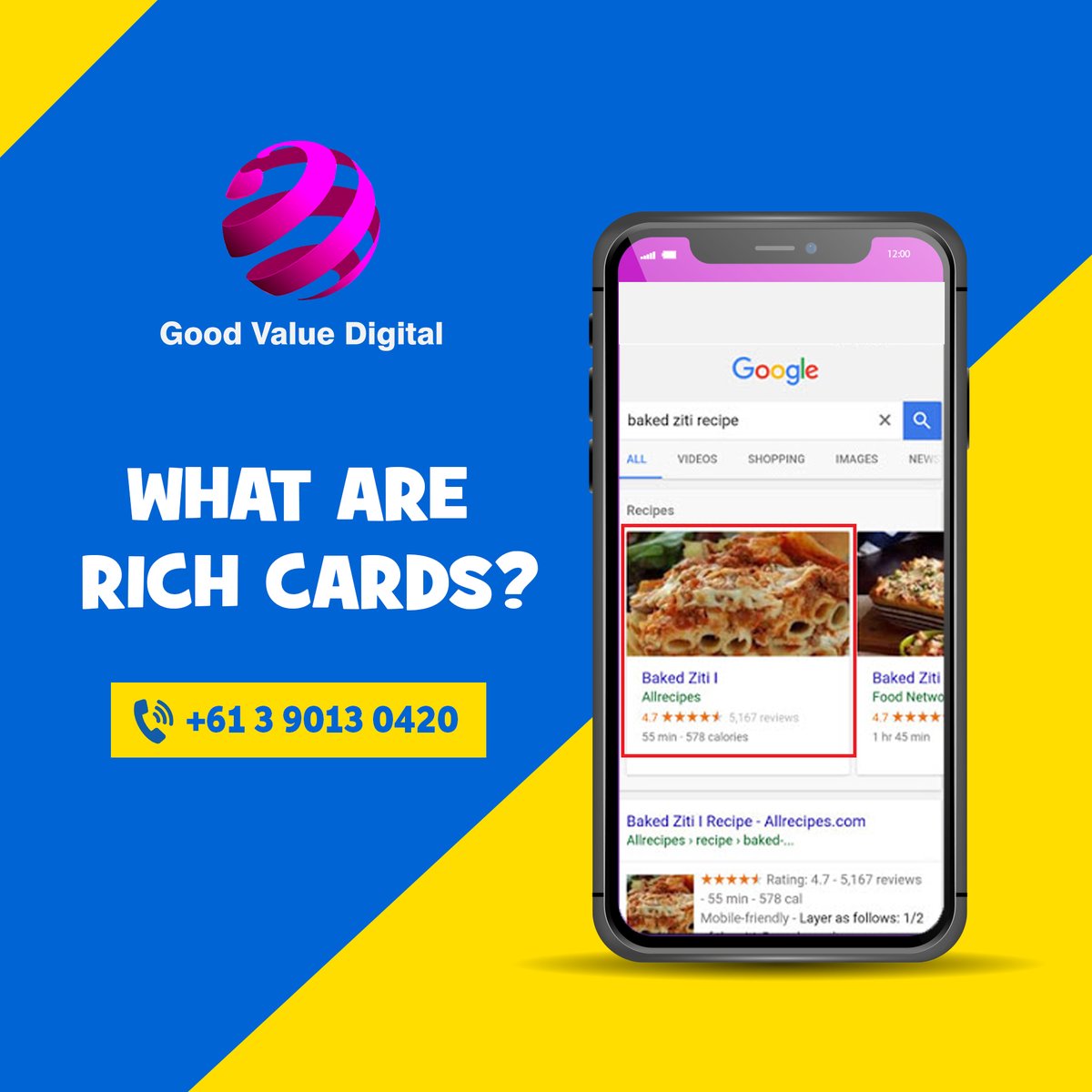 Goodvaluedigitl's tweet photo. Rich cards are a new format for search results that are similar to #richsnippets. It displays structured content similar to the #schema but in a more engaging and visual format which can significantly drive traffic to your site.

Learn more: https://t.co/Xe5JXQoyr4
#digitalmarket https://t.co/mo0QP6p3qH