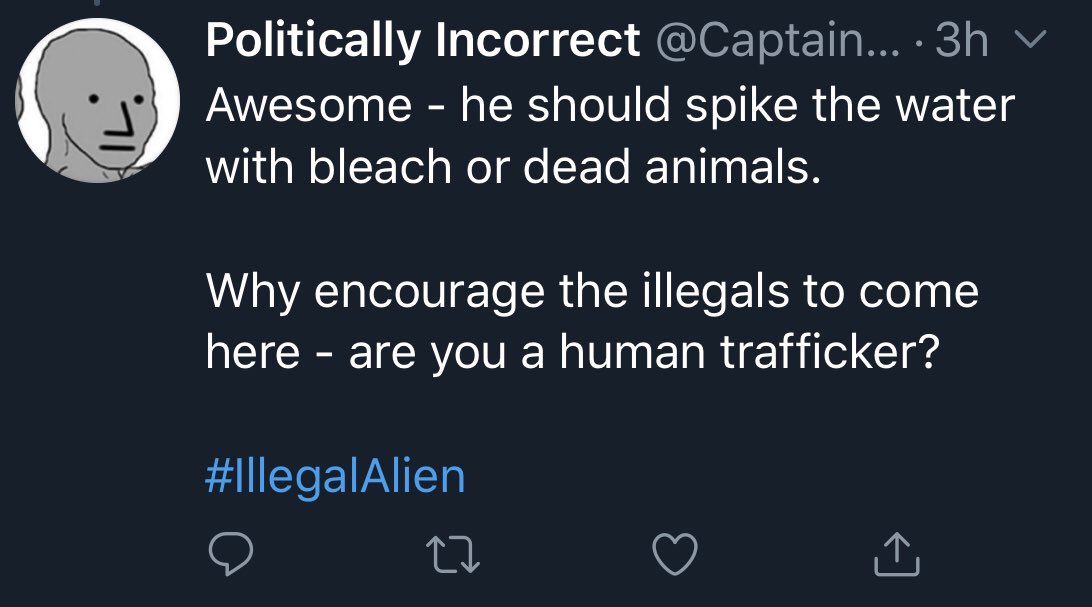 Someone left this comment on my thread saying VOP should poison the water at these tanks and says I’m a human trafficker if I care about VOP’s potentially deadly actions. Supporters of this kind of vigilantism don’t see people coming across the border as human beings.