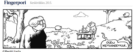 Tällaista ketodieettiä minäkin kannatan, kesäkin juuri sopivasti tulossa! #fingerpori #ketodiet #ruokavalio hs.fi/fingerpori/car…