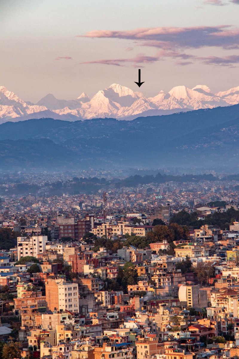 Mount Everest is visible from Kathmandu for the first time in living memory. This picture by Abhushan Gautam shows the world’s highest peak over 120 miles away in the distance! ⛰️ #travelphotography #nepal #travel