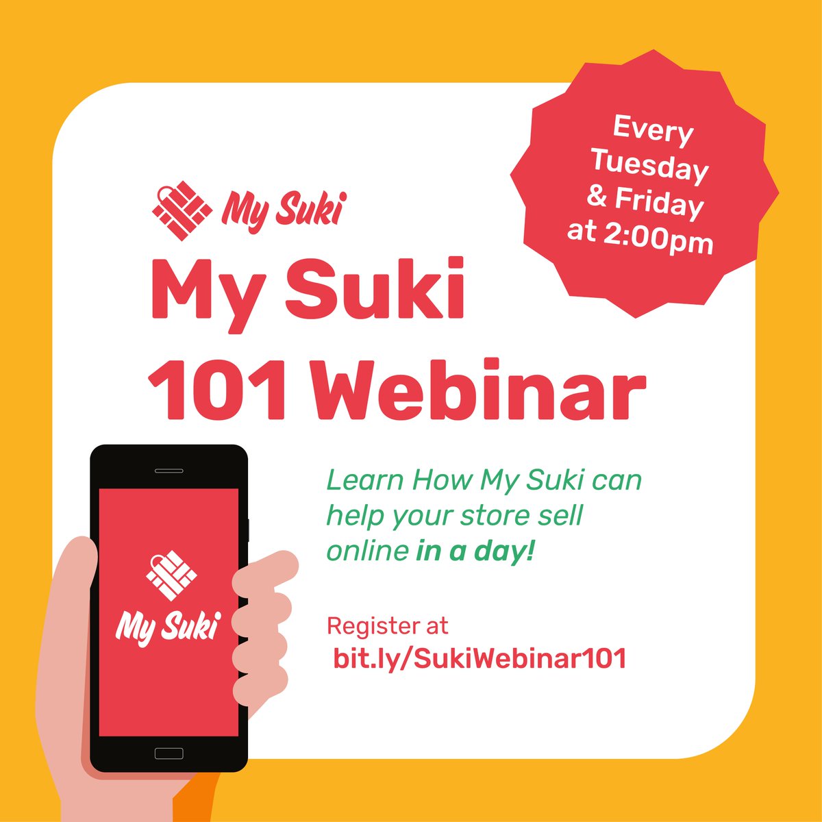 MySukiApp's tweet photo. My Suki helps physical stores sell online and fulfil orders. Register for our free webinar every Tuesday and Friday at 2:00pm to see how My Suki reduces the time, effort, cost, and risk of running your own e-commerce channel. 

https://t.co/HdvdZCQ2Yo https://t.co/kLBa3iiVzp