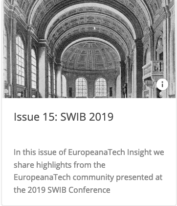 EuropeanaTech's tweet photo. Our new edition of EuropeanaTech Insight, the EuropeanaTech community publication is now available. Featuring highlights from #SWIB19, the issue dives deep into the forefront of #LOD and digital cultural heritage. Thank you all the authors. https://t.co/5FQEjXGjZ1 https://t.co/LCSImOT4W8