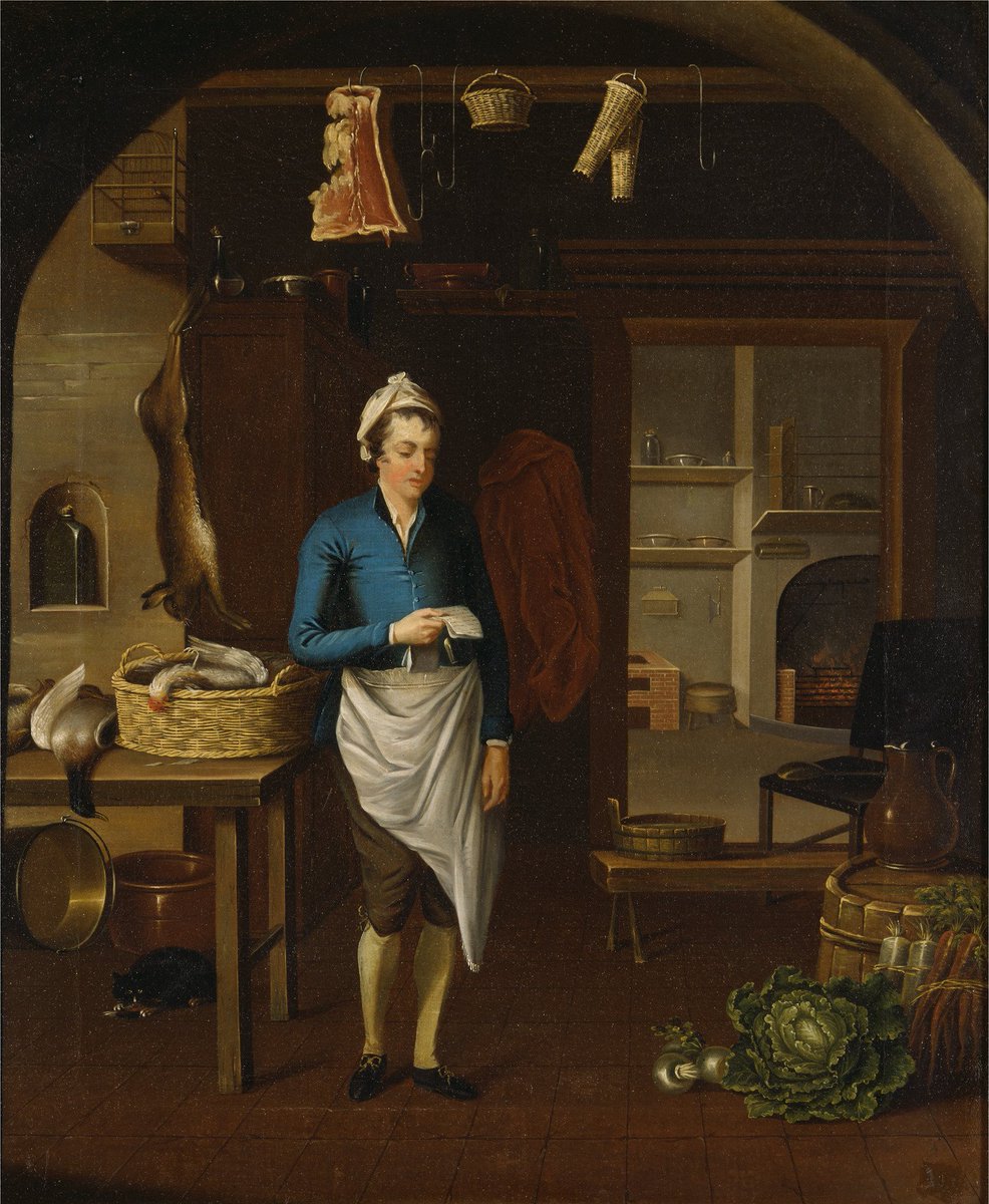 EmmaKayHist's tweet photo. Kitchen scene 1771. John Atkinson #historickitchen #kitchenhistory #foodhistory #foodanddrink https://t.co/0YEJk9xogI
