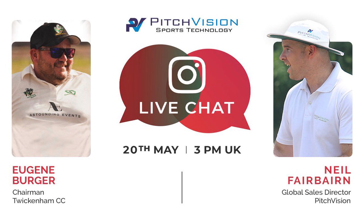 PitchVision's tweet photo. #PVChat: We will be #LIVE today with @twickenhamcc’s #EugeneBurger!
🕰: 3 pm UK | 7:30 pm IST
Stay tuned to watch our Global Sales Director, Neil Fairbairn host Eugene Burger, Chairman at Twickenham CC.🏏 https://t.co/hMaWr0EvuA