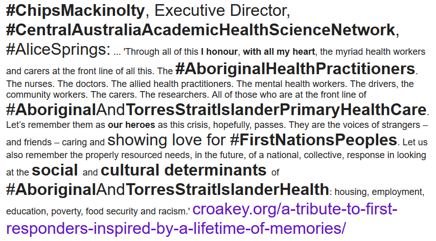 WgarNews's tweet photo. @RobRobbEdwards @MelissaSweetDr @CroakeyNews @lynlinking @denniallen @JonesHowdareyou @RachelQuayle08 @WhteRbbnAdvocat @LadyPoop2 @RightsLGBTI @anne_clothier #rjstrikers @rjstrikers #RobertoJones #Roberto #COVID19Aus https://t.co/P4KuxHIfUO #CroakeyArticle by #ArtistAndAuthor #ChipsMackinolty, #ED, #CentralAustraliaAcademicHealthScienceNetwork #AliceSprings: https://t.co/3vLIBowngN #AboriginalTalk #TeamWGAR #AltMediaMonitor #ACCHOs https://t.co/TsLr2qWVsg