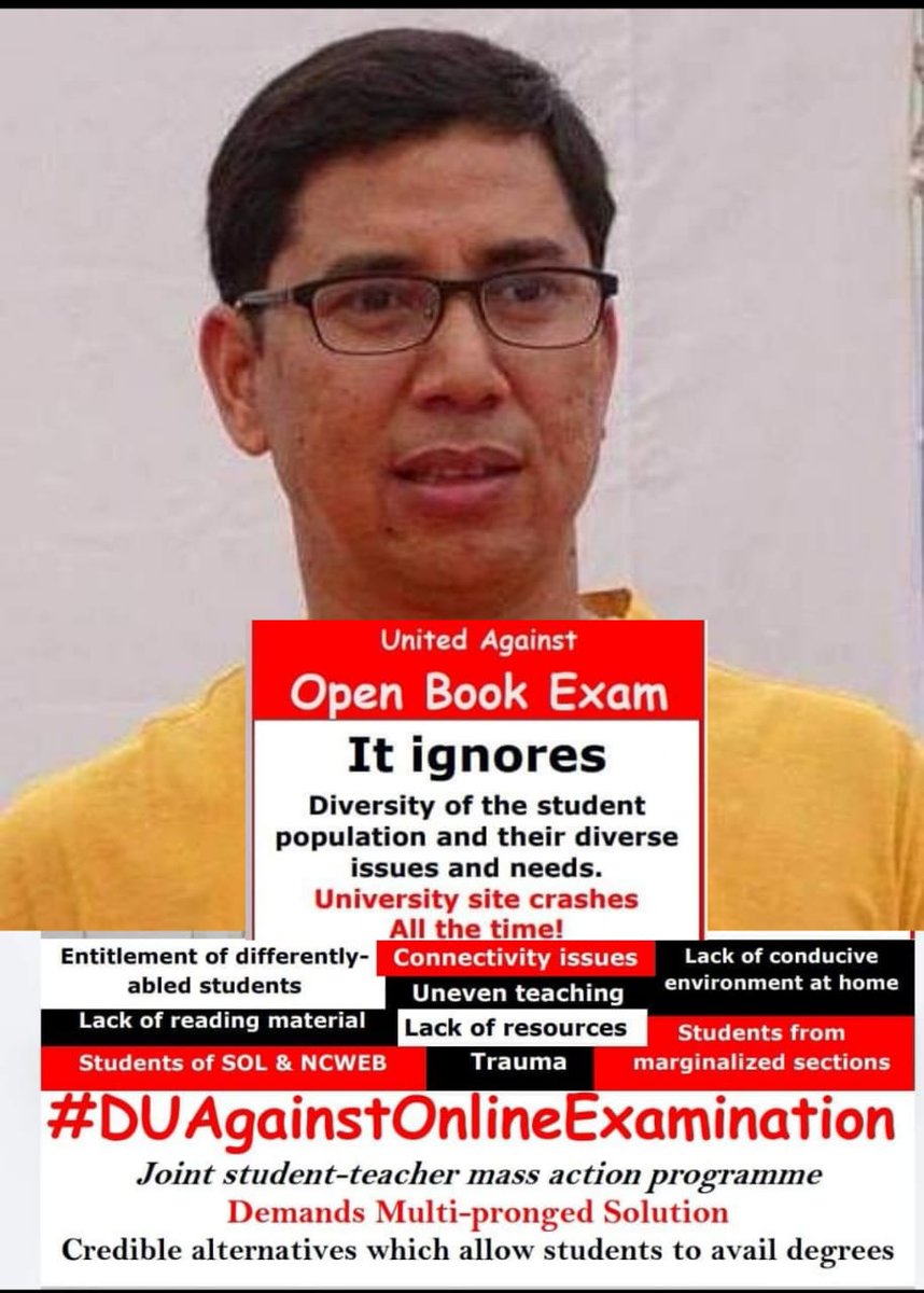 akbhagi63's tweet photo. Students interest and university credibility is paramount.
No to OBT online!
#DUSUDUTAtogether
@DrRPNishank @ugc_india @PMOIndia https://t.co/Vncwr9Leh6