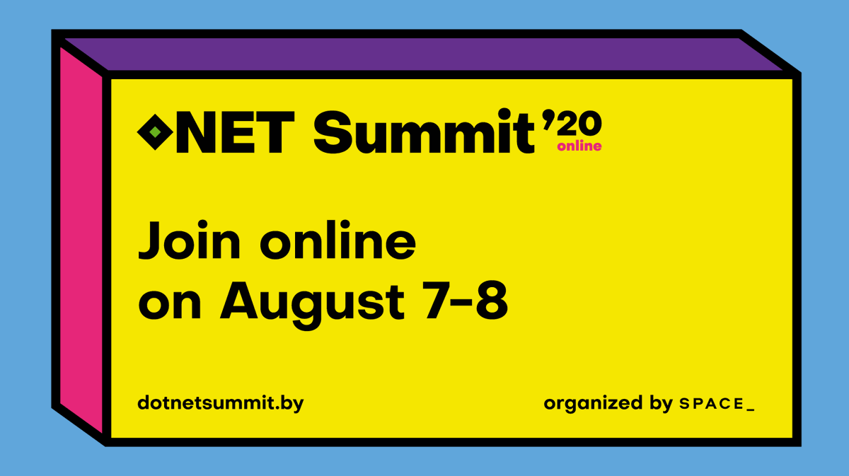CorkDotNetAzure's tweet image. .NET Summit 2020
The 4th community driven .NET conference dedicated to practical experience of solving business challenges with .NET and technical challenges in .NET application
Use the promocode DOTNETCORK10 for 10% off the tickets
dotnetsummit.by @dotnetby #dotnetby