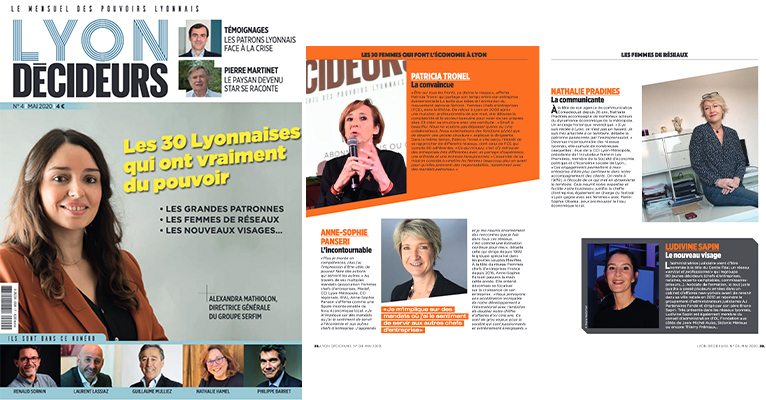 La 4e édition de <a href="/LyonDecideurs/">Lyon Décideurs</a> s’intéresse aux 30 femmes qui ont vraiment du pouvoir et font l’économie à Lyon. Un dossier de fond qui met en lumière notre dirigeante, Nathalie Pradines que nous sommes fier(e)s de retrouver aux côtés de femmes si inspirantes !