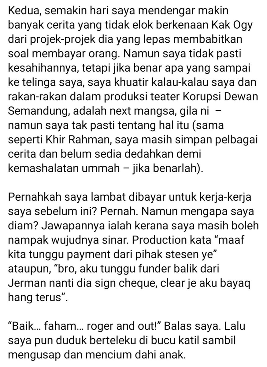 aloyparadoks's tweet photo. Betapa ego dan kejamnya Kak Ogy benar-benar mengecewa dan melukakan hati saya. Jika ini bukan salah Kak Ogy, terpaksa saya salahkan Yudas Iscariot. https://t.co/gu1OTeYVuU