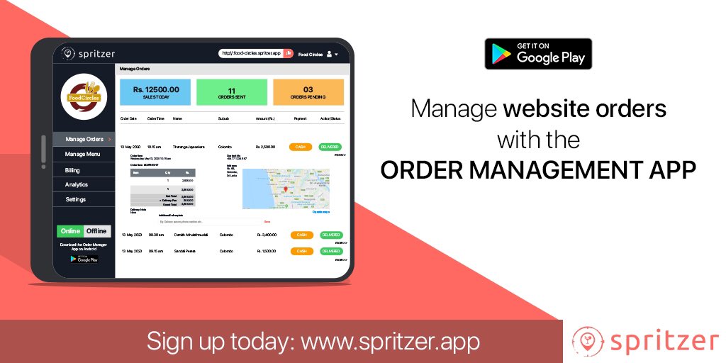 The order management app provides a portable version of your website’s Admin Dashboard. It’s built with only the essential features to be used by the restaurant staff members to make sure you never miss an order. Signup today!spritzer.app #restaurant #OnlineMarketing