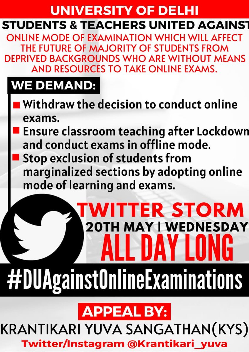 MuditaSK's tweet photo. Formal Edu. is still a far away birdie for majority in India(& inDU too.ThisPush for online exam,comes as another bricklaying in dis system's monument of "Educational Apartheid" where formal edu remains prerogative of d privilegd few #NoToDigitalDivide #DUAgainstOnlineExamination https://t.co/nZCBp9mO3M