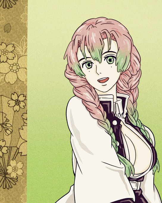 ふふみさんがTwitterに投稿した甘露寺蜜璃(鬼滅の刃)のイラスト。