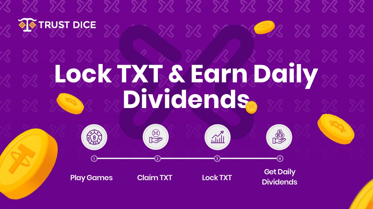 TrustDice's tweet photo. Don’t forget to claim #crypto #dividends in TrustDice! The formula of getting free crypto: lock more TXT &amp; Earn Daily Dividends💰💰💰

TXT holders already have received $337,666 of Dividends.
Dividends:https://t.co/Cz5pWobDMX

#Trustdice #cryptodividends #freemoney #freebitcoin https://t.co/dGUSpaIqmU