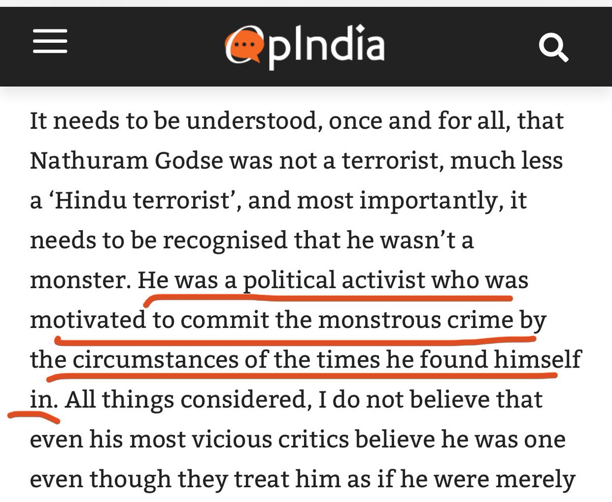 dhruv_rathee's tweet photo. Replace ‘Nathuram Godse’ with ‘Osama Bin Laden’ and ‘Hindu’ with ‘Muslim’

Then read these pics below 

Now you will understand the dangerous justifications that OpIndia uses to glorify murderers and terrorists
👇 https://t.co/Wkuk0WBjIy