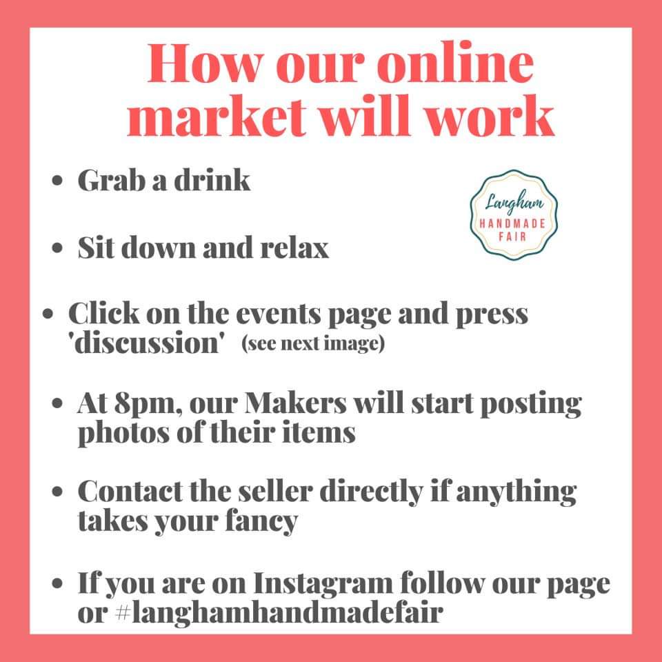 fair_handmade's tweet photo. Our ever popular Handmade fair is going online. Did you miss visiting us in March? 
If so come &amp; join us for our 1st Online Market Event on Saturday evening. 
Here is how to join us.
#virtualmarket #handmademarket #craftinginlockdown #onlinemarket
@BBCEssex @ActualRadioUK #essex https://t.co/YwwPNGdjcc
