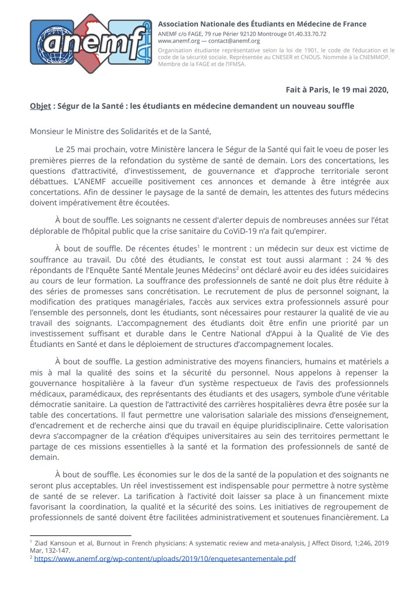 ANEMF's tweet image. 📃Lettre ouverte à @olivierveran

#SegurDeLaSante les #étudiants en médecine demandent un nouveau souffle ! 

🗣️ "Les #médecins de demain devront être intégrés aux #concertations et écoutés. Nous exigeons des réponses à la hauteurs de nos #espérances" 

❌1,29€/h plus jamais
