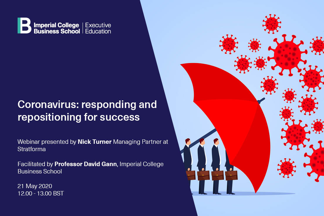 ImperialExecEd's tweet photo. One day to go until our free webinar with Nick Turner from Stratforma and Professor David Gann on using scenario thinking to respond to #COVID19 and reposition for success. Register now: https://t.co/NHvtCK8KfN
#IBWebinars #ScenarioThinking https://t.co/X5KMX0sHoD